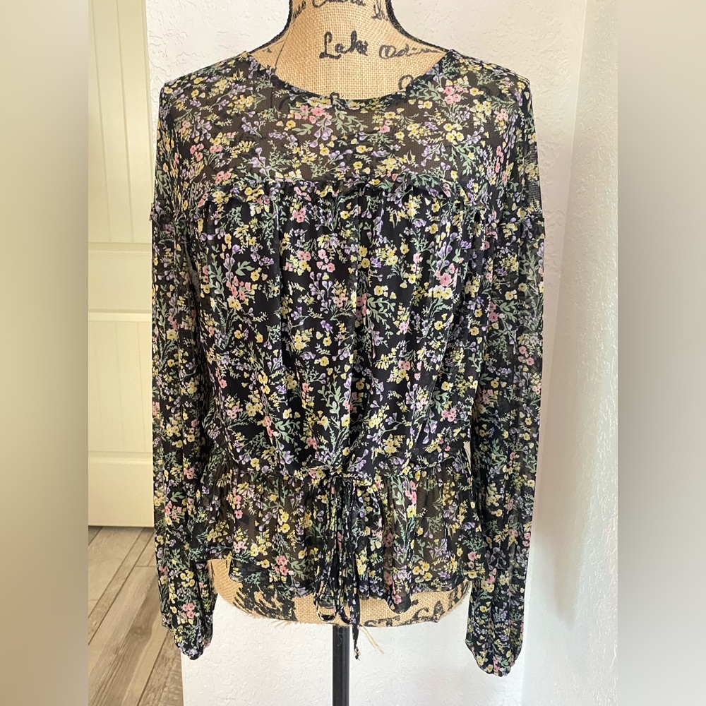 Cato Floral Tie Waist Blouse
